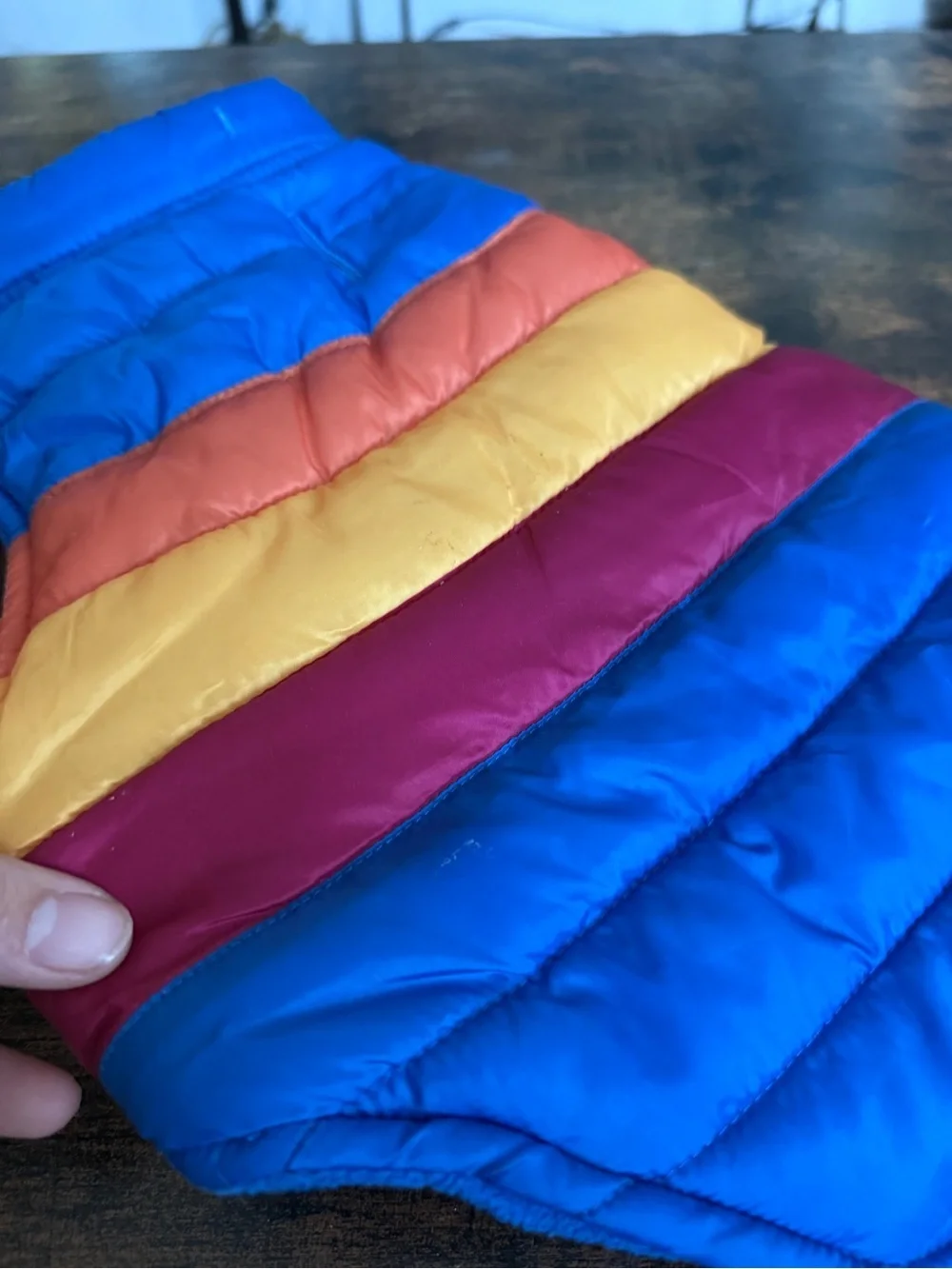 Top Paw dog Colorblock Puffer Vest in Blue, Pink, Yellow, Orange size small